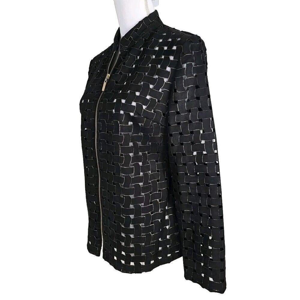 T & WDesigbs ~Woman Size M~ Black/Gold Lightweight Dressy Jacket Zip-Up Front. - Picture 5 of 10